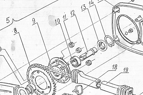 Схема установки полуоси в Минск М125